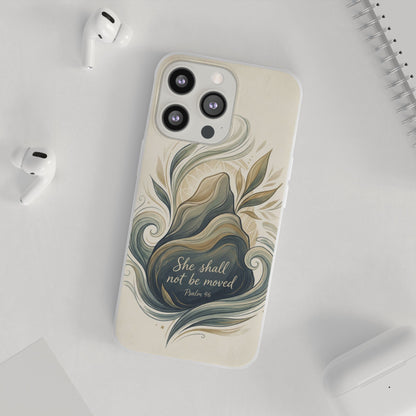 Phone Case - "She shall not be moved" Inspirational Floral Mountain Flexi Case