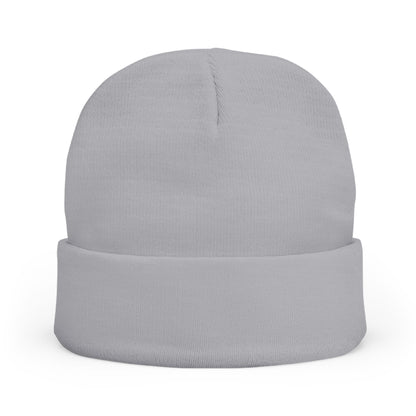 Embroidered Cross Knit Beanie — Cozy Minimalist Winter Hat