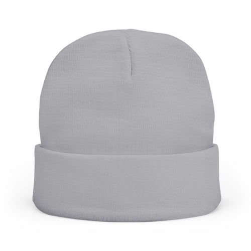 Embroidered Cross Knit Beanie — Cozy Minimalist Winter Hat