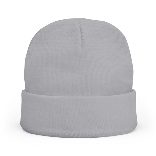 Embroidered Cross Knit Beanie — Cozy Minimalist Winter Hat