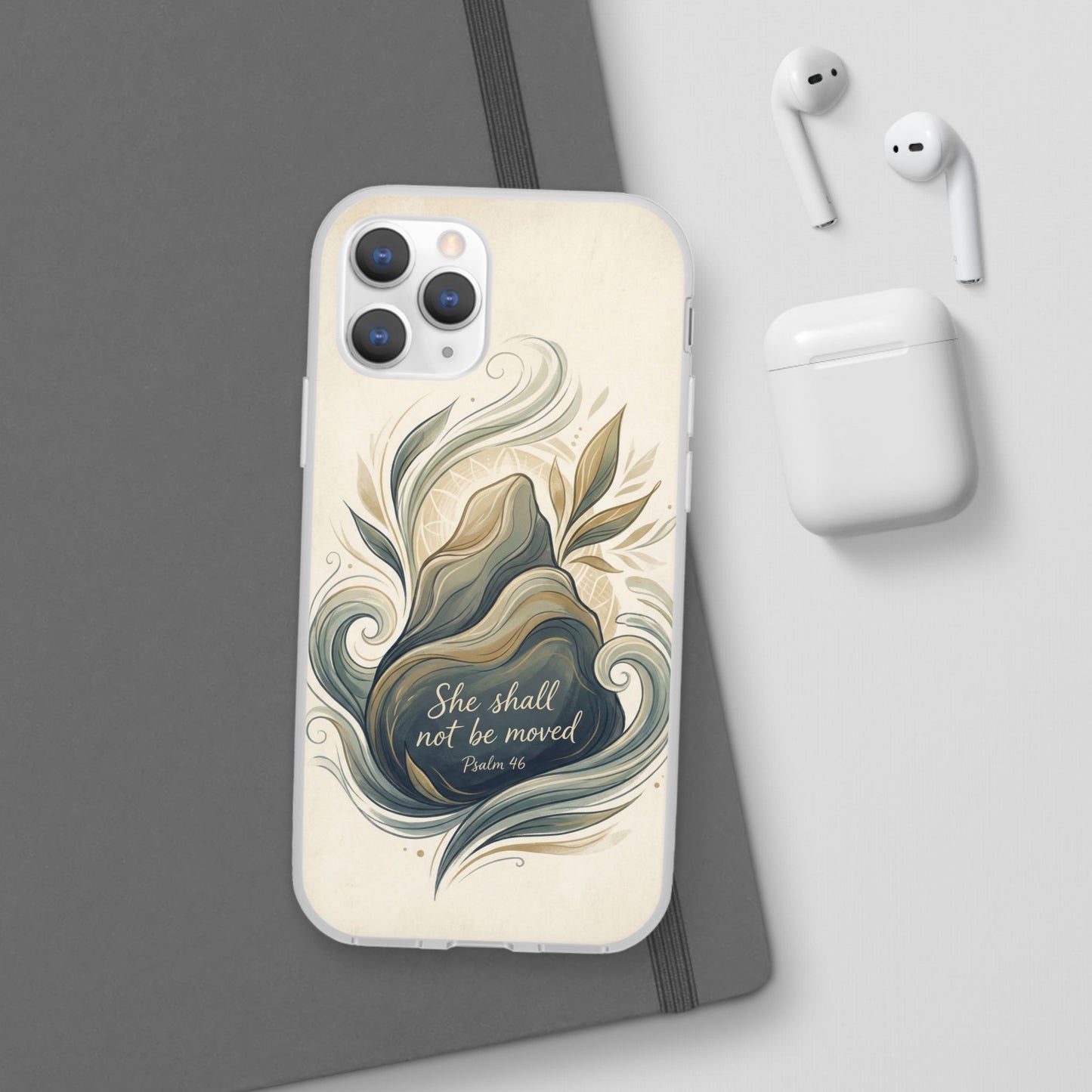 Phone Case - "She shall not be moved" Inspirational Floral Mountain Flexi Case