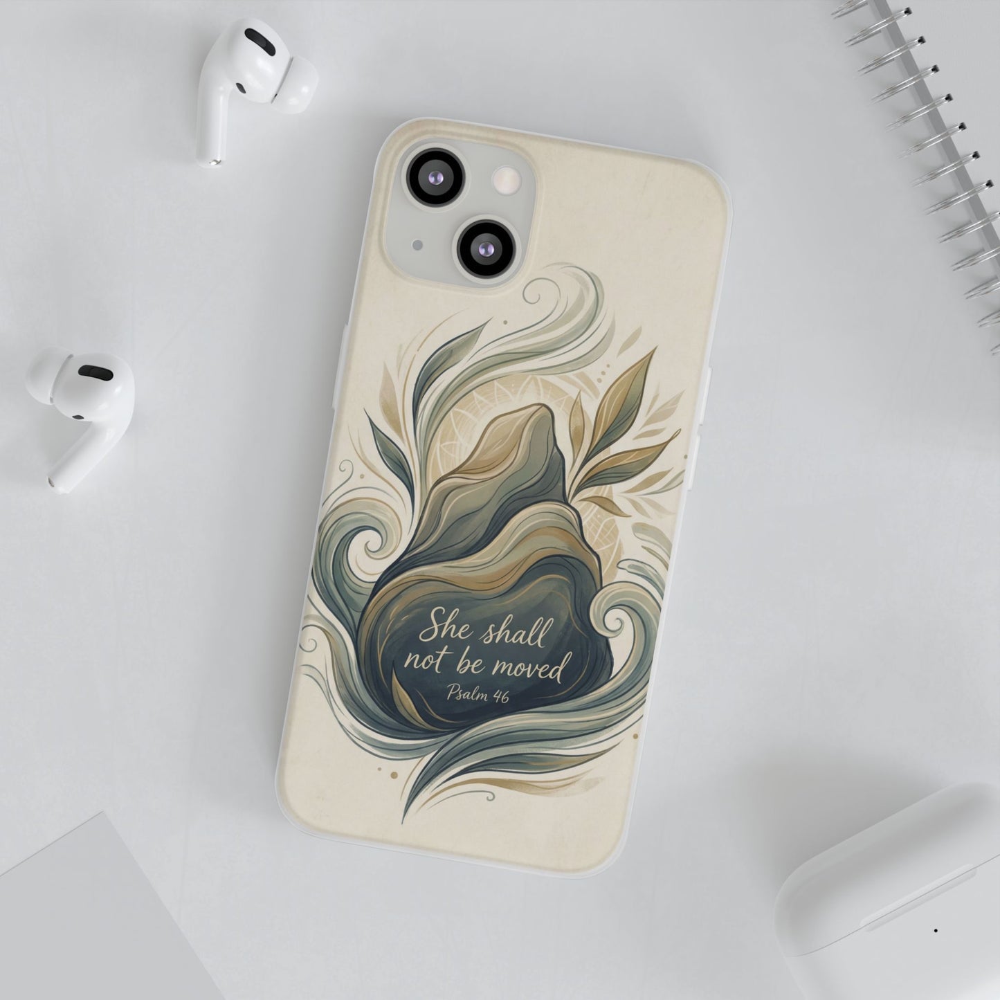 Phone Case - "She shall not be moved" Inspirational Floral Mountain Flexi Case