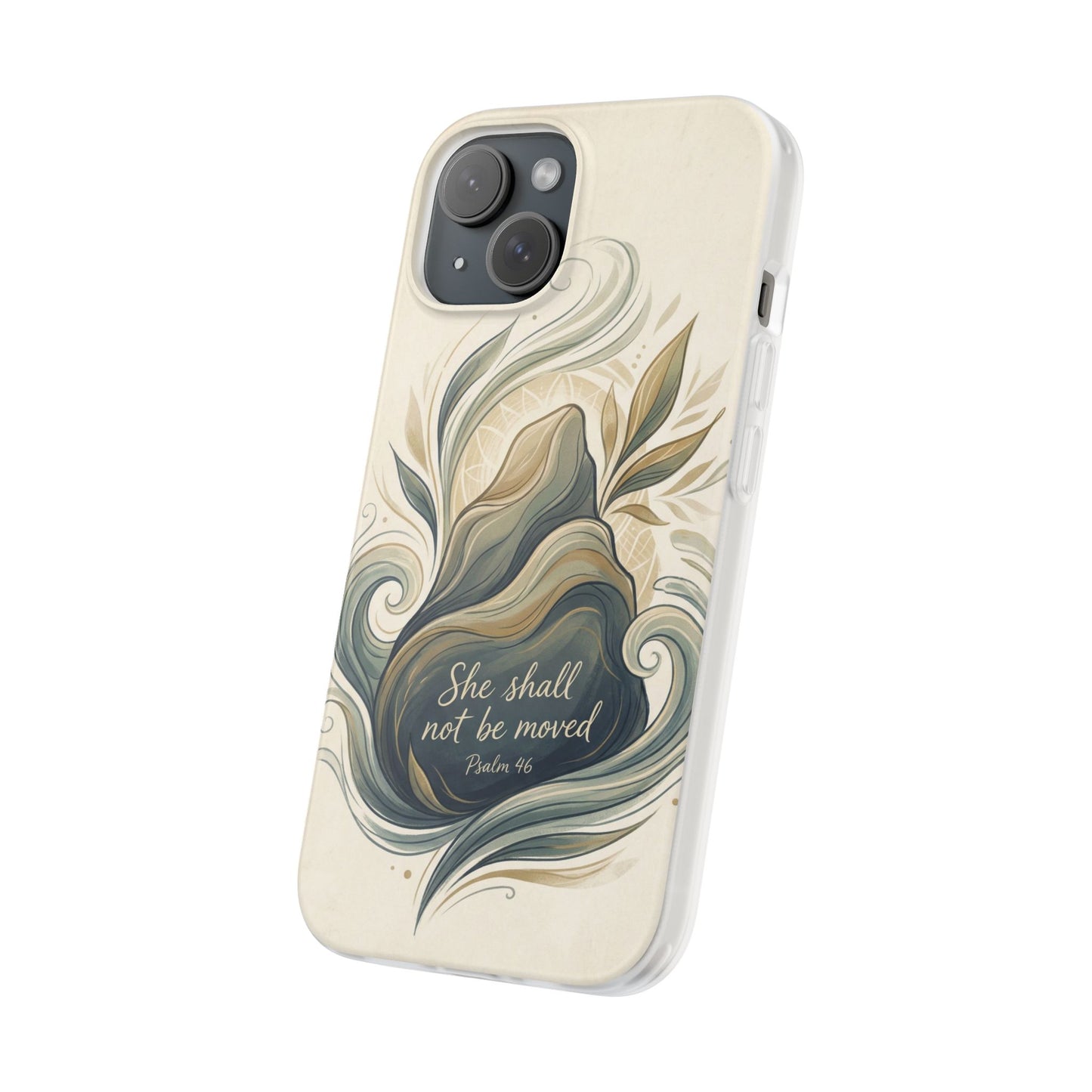 Phone Case - "She shall not be moved" Inspirational Floral Mountain Flexi Case