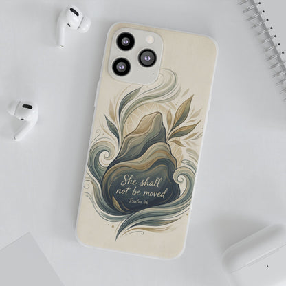 Phone Case - "She shall not be moved" Inspirational Floral Mountain Flexi Case