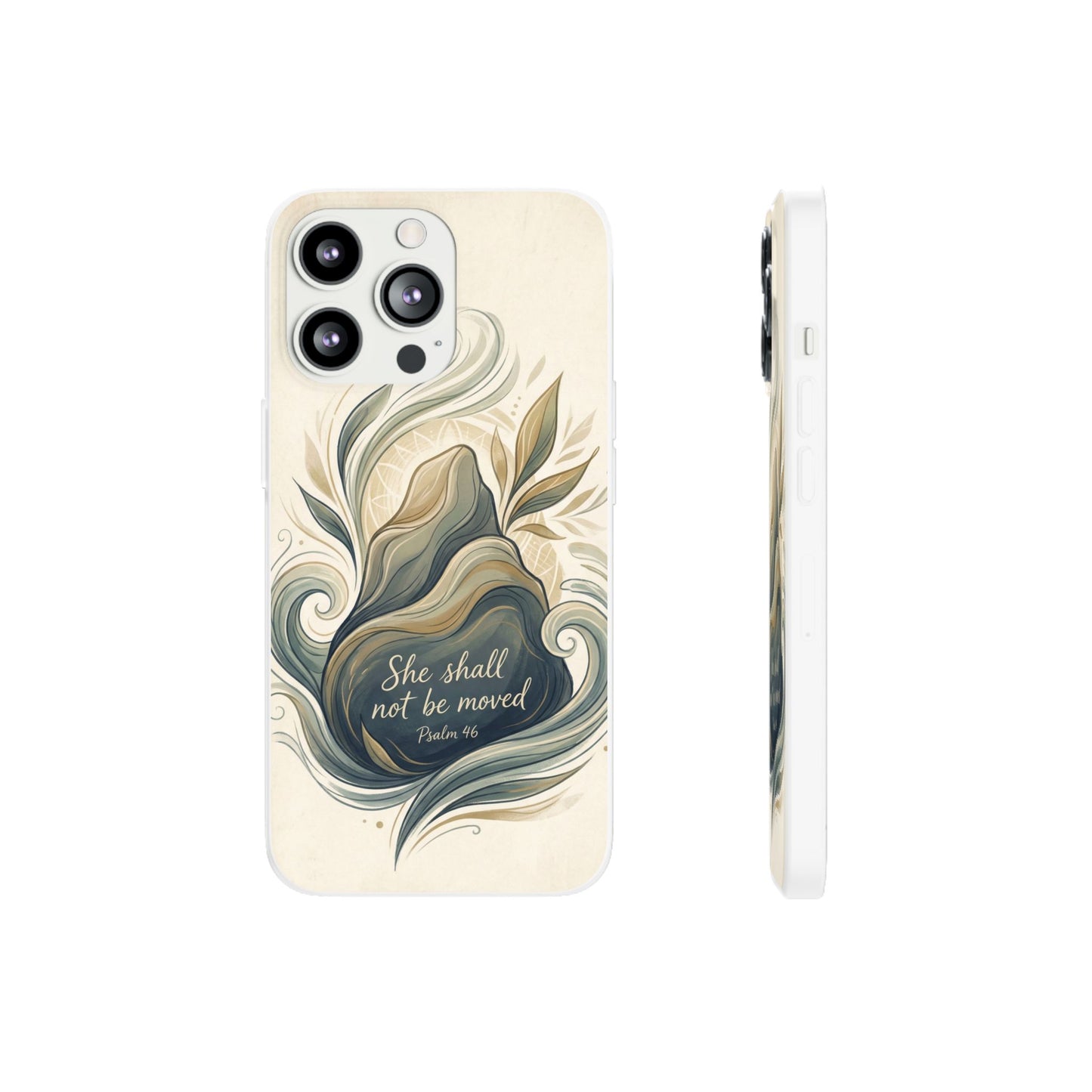 Phone Case - "She shall not be moved" Inspirational Floral Mountain Flexi Case