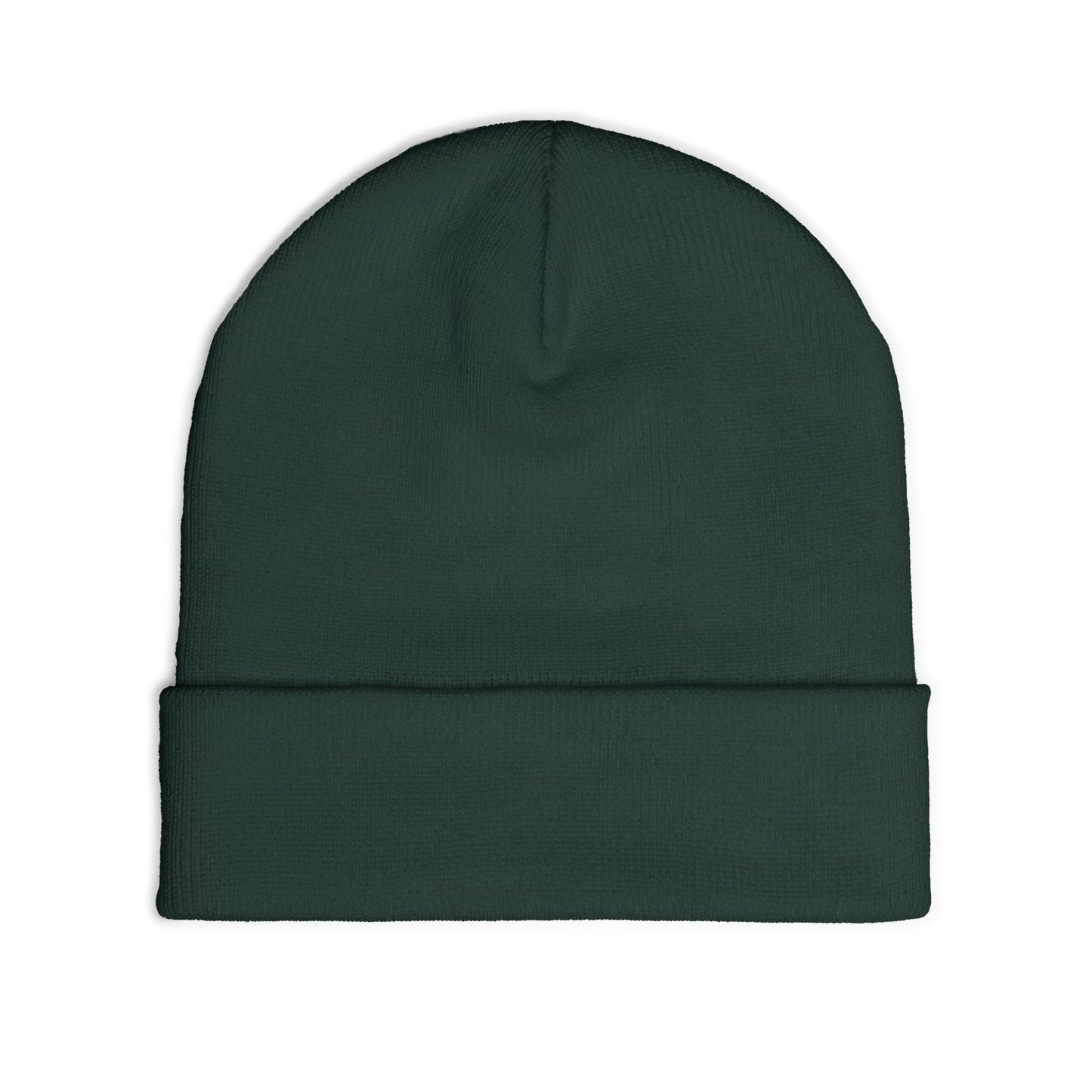 Embroidered Cross Knit Beanie — Cozy Minimalist Winter Hat