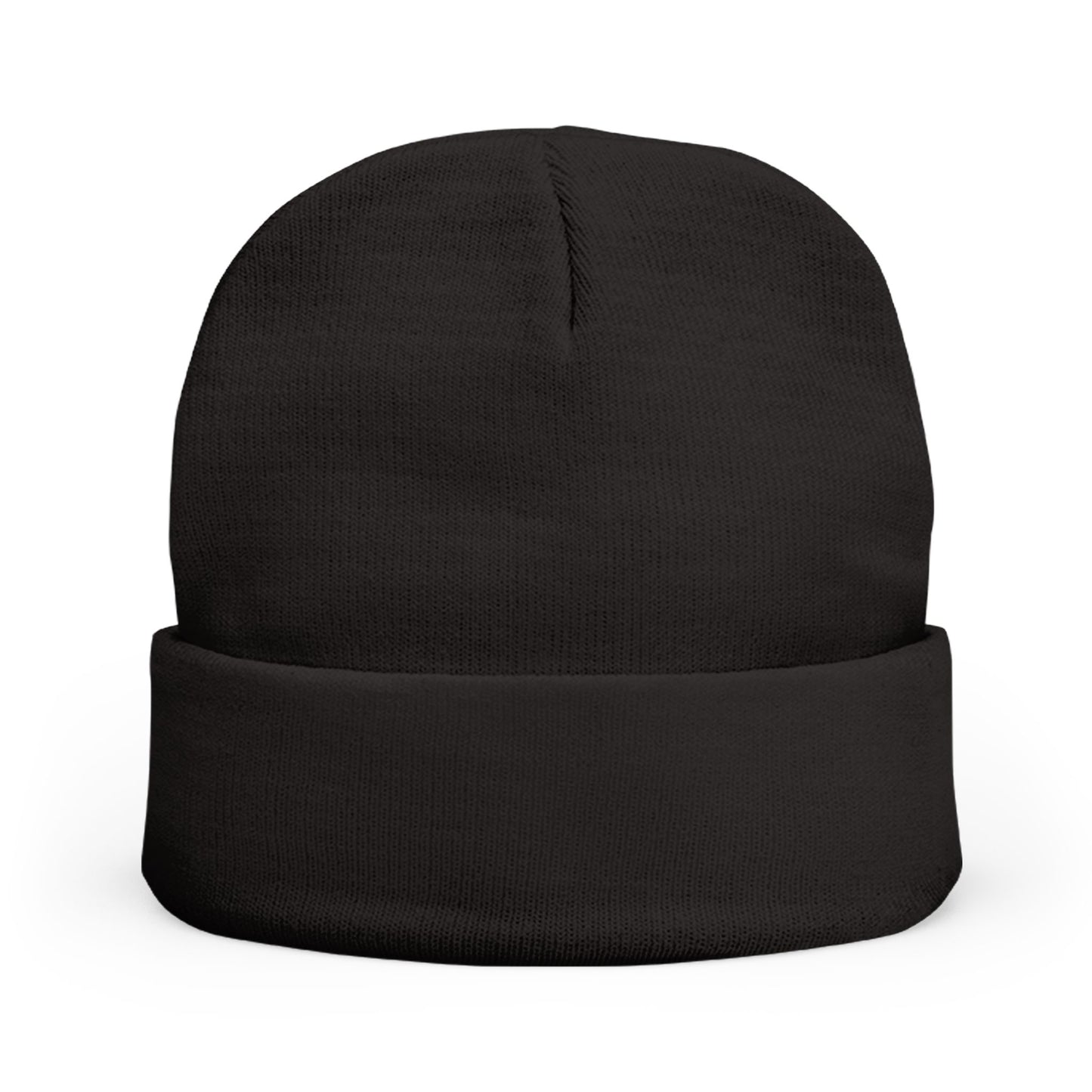 Embroidered Cross Knit Beanie — Cozy Minimalist Winter Hat