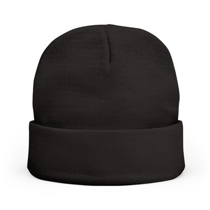 Embroidered Cross Knit Beanie — Cozy Minimalist Winter Hat