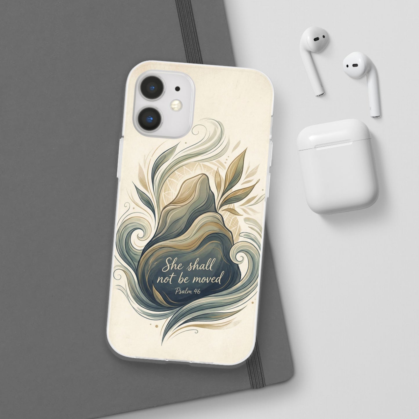 Phone Case - "She shall not be moved" Inspirational Floral Mountain Flexi Case