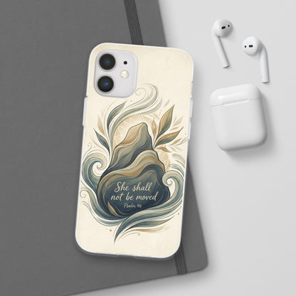Phone Case - "She shall not be moved" Inspirational Floral Mountain Flexi Case