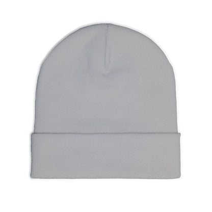 Embroidered Cross Knit Beanie — Cozy Minimalist Winter Hat