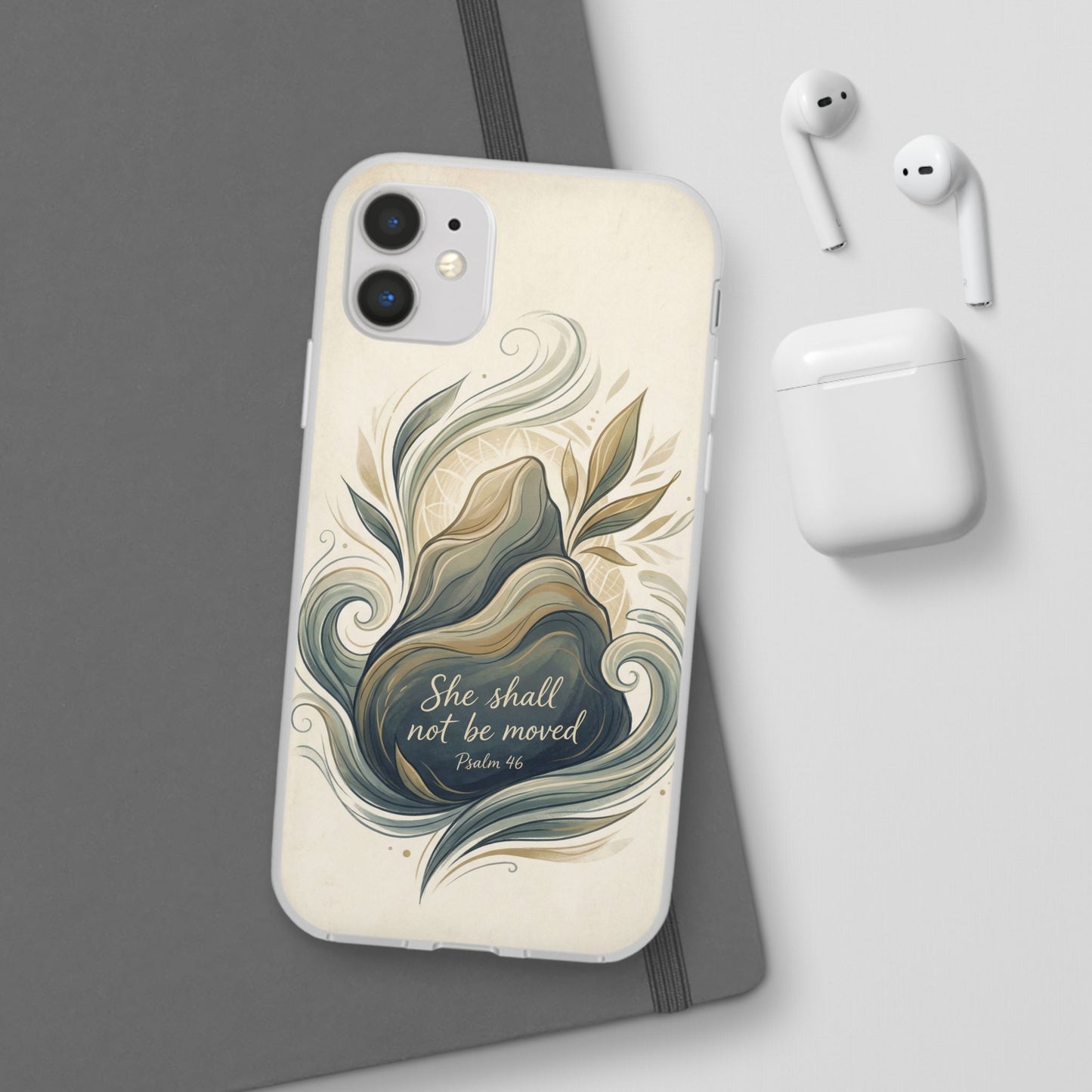 Phone Case - "She shall not be moved" Inspirational Floral Mountain Flexi Case