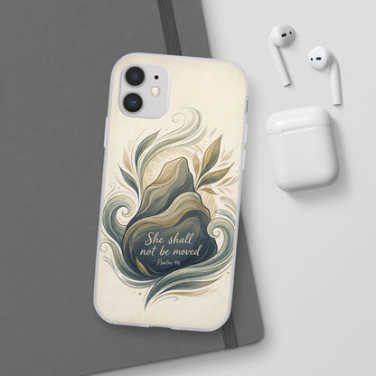 Phone Case - "She shall not be moved" Inspirational Floral Mountain Flexi Case