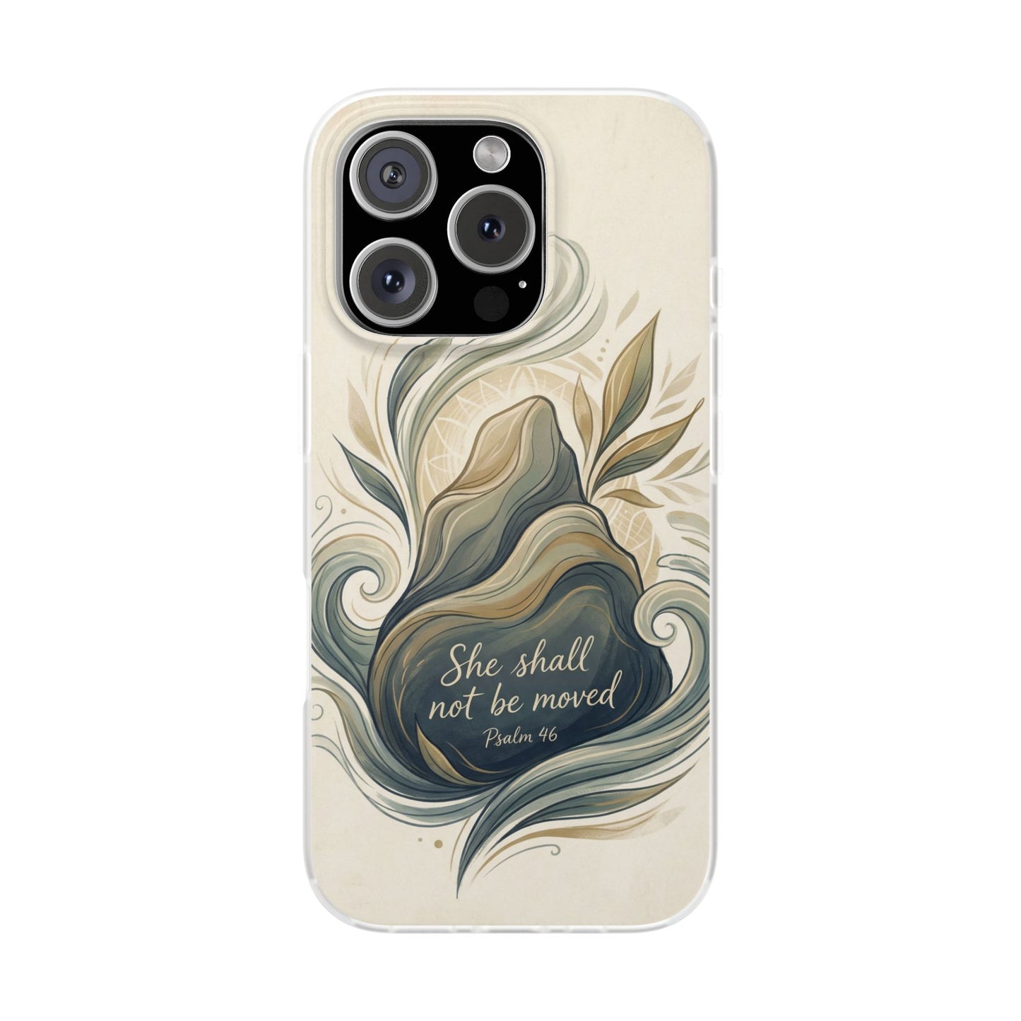 Phone Case - "She shall not be moved" Inspirational Floral Mountain Flexi Case
