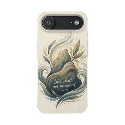 Phone Case - "She shall not be moved" Inspirational Floral Mountain Flexi Case