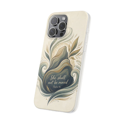Phone Case - "She shall not be moved" Inspirational Floral Mountain Flexi Case
