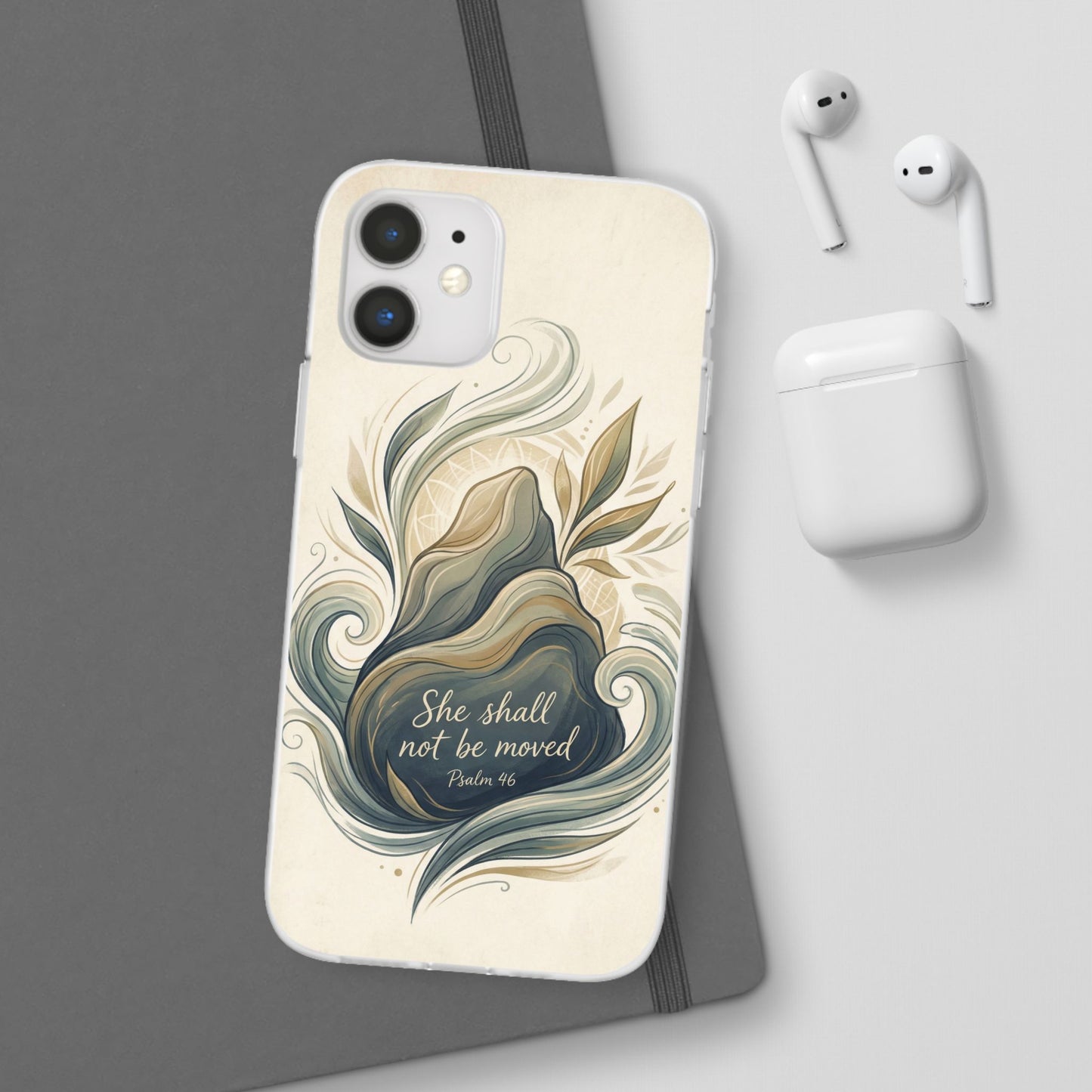 Phone Case - "She shall not be moved" Inspirational Floral Mountain Flexi Case