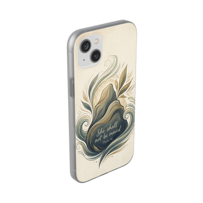 Phone Case - "She shall not be moved" Inspirational Floral Mountain Flexi Case