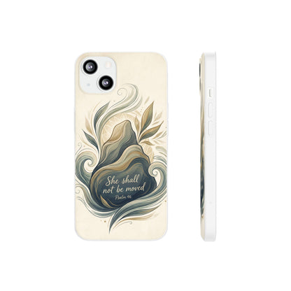 Phone Case - "She shall not be moved" Inspirational Floral Mountain Flexi Case