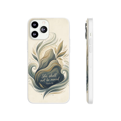 Phone Case - "She shall not be moved" Inspirational Floral Mountain Flexi Case