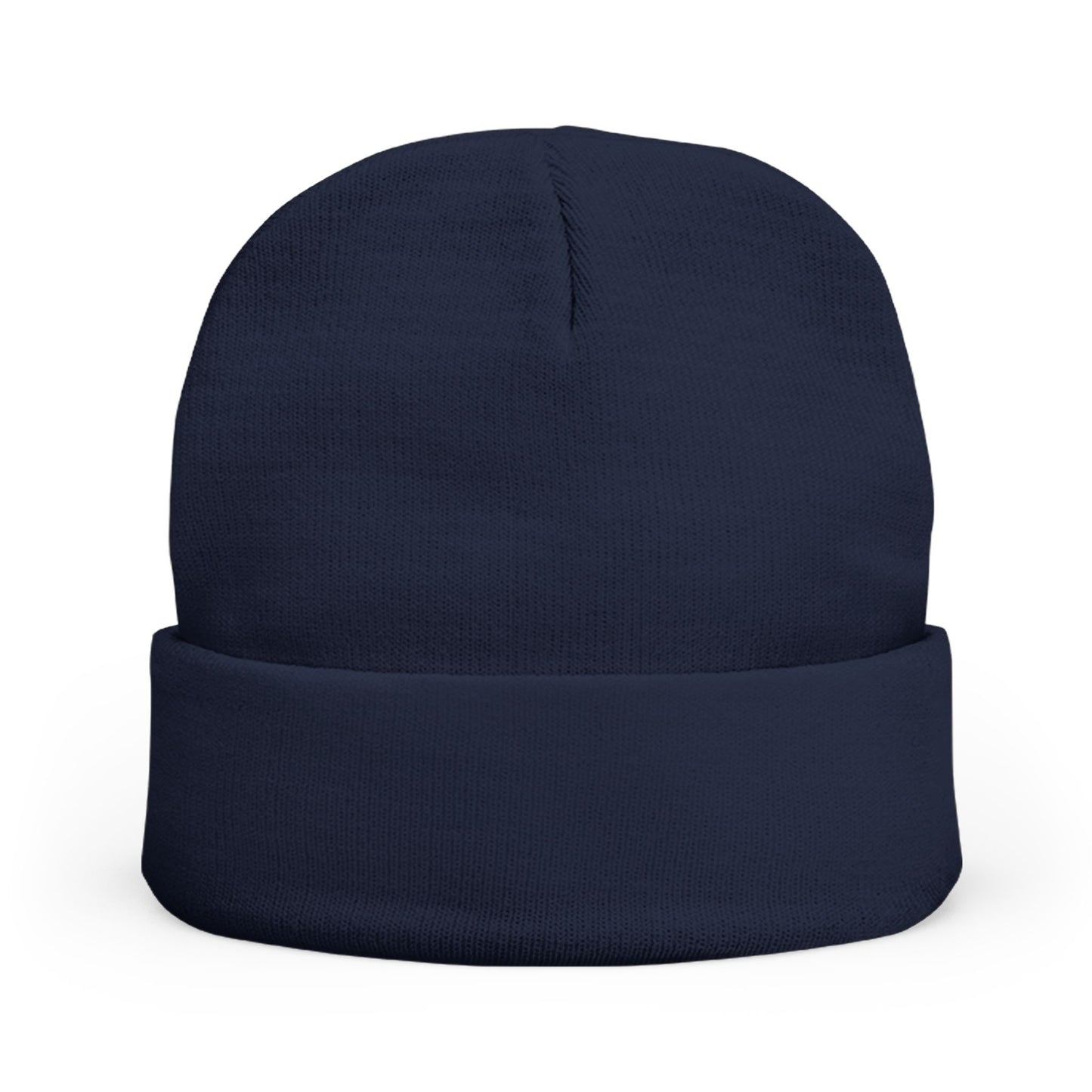 Embroidered Cross Knit Beanie — Cozy Minimalist Winter Hat