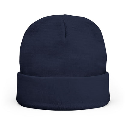Embroidered Cross Knit Beanie — Cozy Minimalist Winter Hat