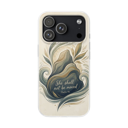 Phone Case - "She shall not be moved" Inspirational Floral Mountain Flexi Case