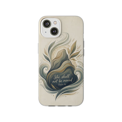 Phone Case - "She shall not be moved" Inspirational Floral Mountain Flexi Case