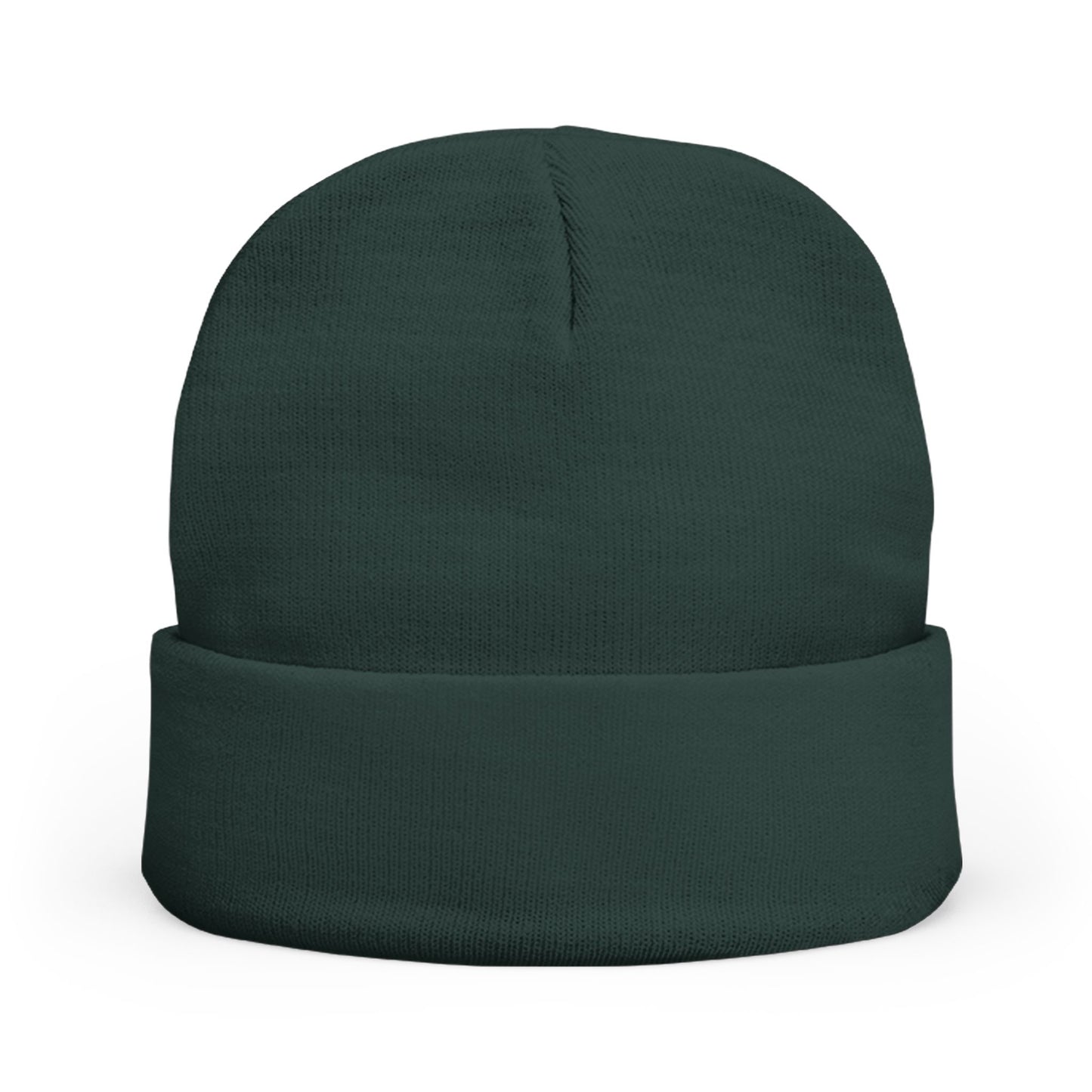 Embroidered Cross Knit Beanie — Cozy Minimalist Winter Hat