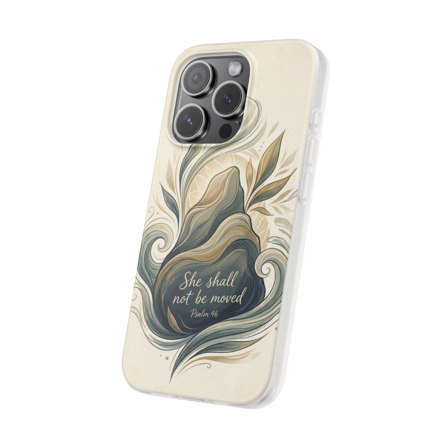 Phone Case - "She shall not be moved" Inspirational Floral Mountain Flexi Case