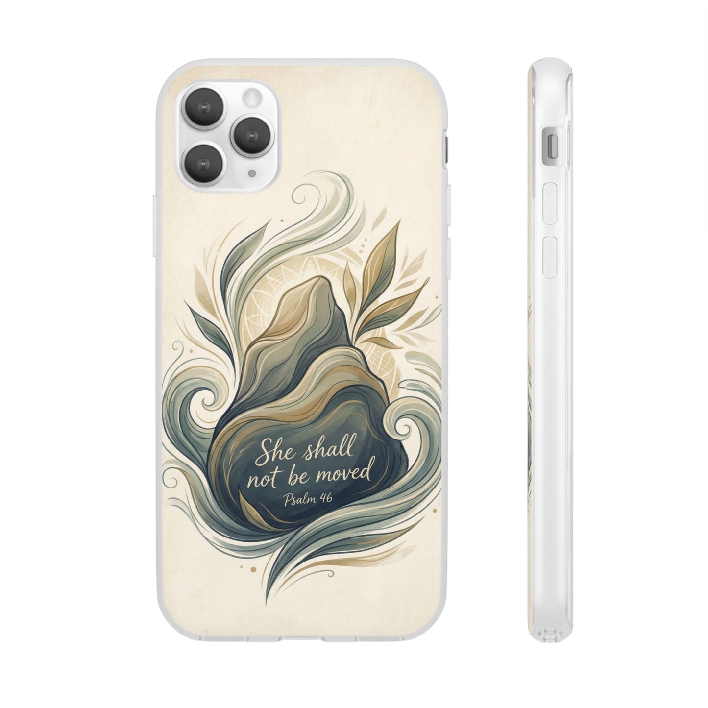Phone Case - "She shall not be moved" Inspirational Floral Mountain Flexi Case