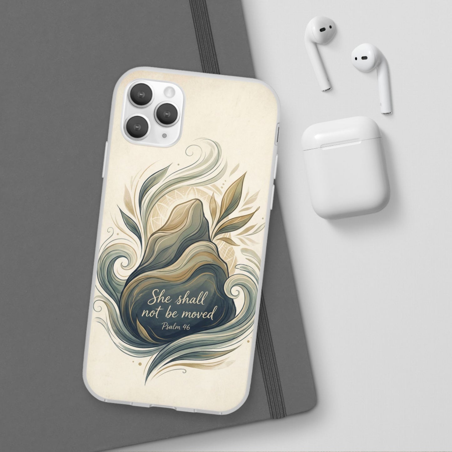 Phone Case - "She shall not be moved" Inspirational Floral Mountain Flexi Case