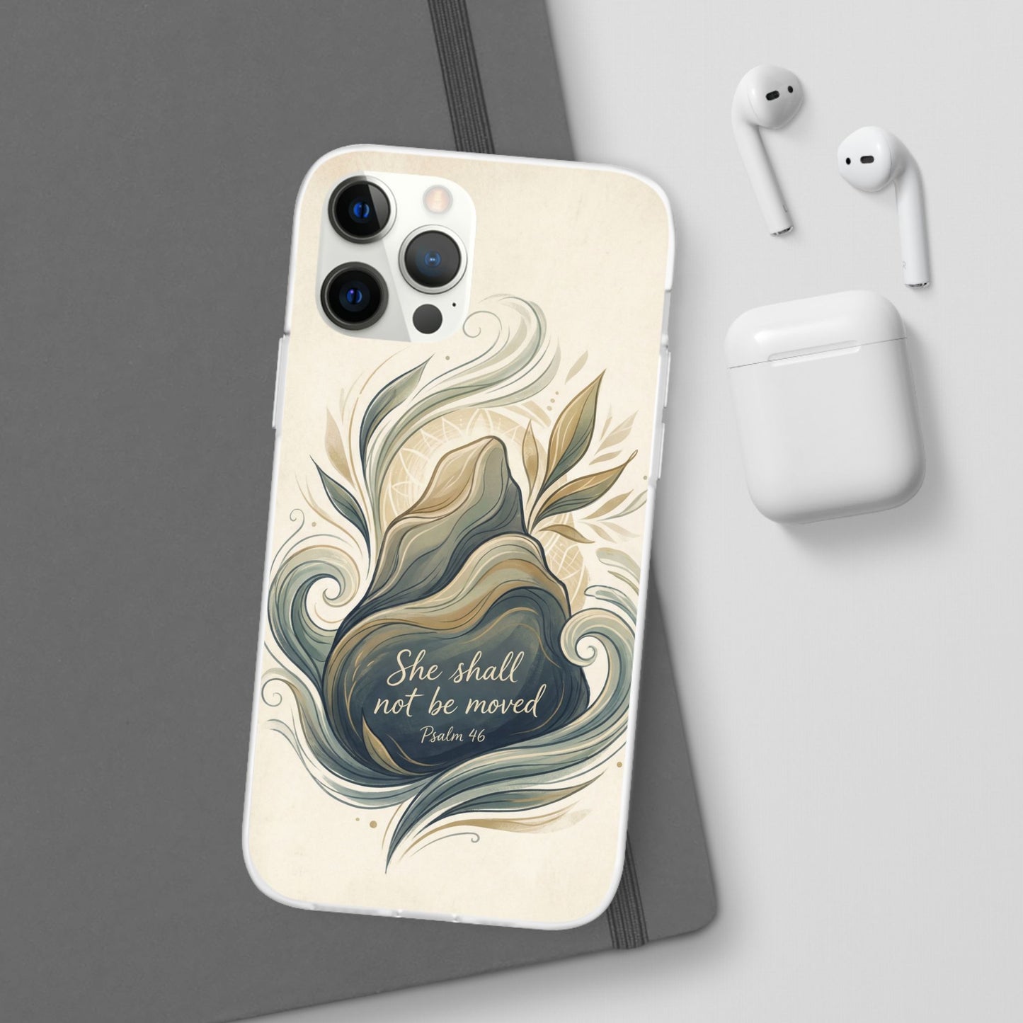Phone Case - "She shall not be moved" Inspirational Floral Mountain Flexi Case