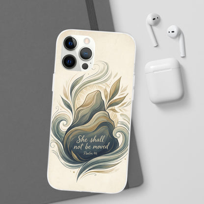 Phone Case - "She shall not be moved" Inspirational Floral Mountain Flexi Case