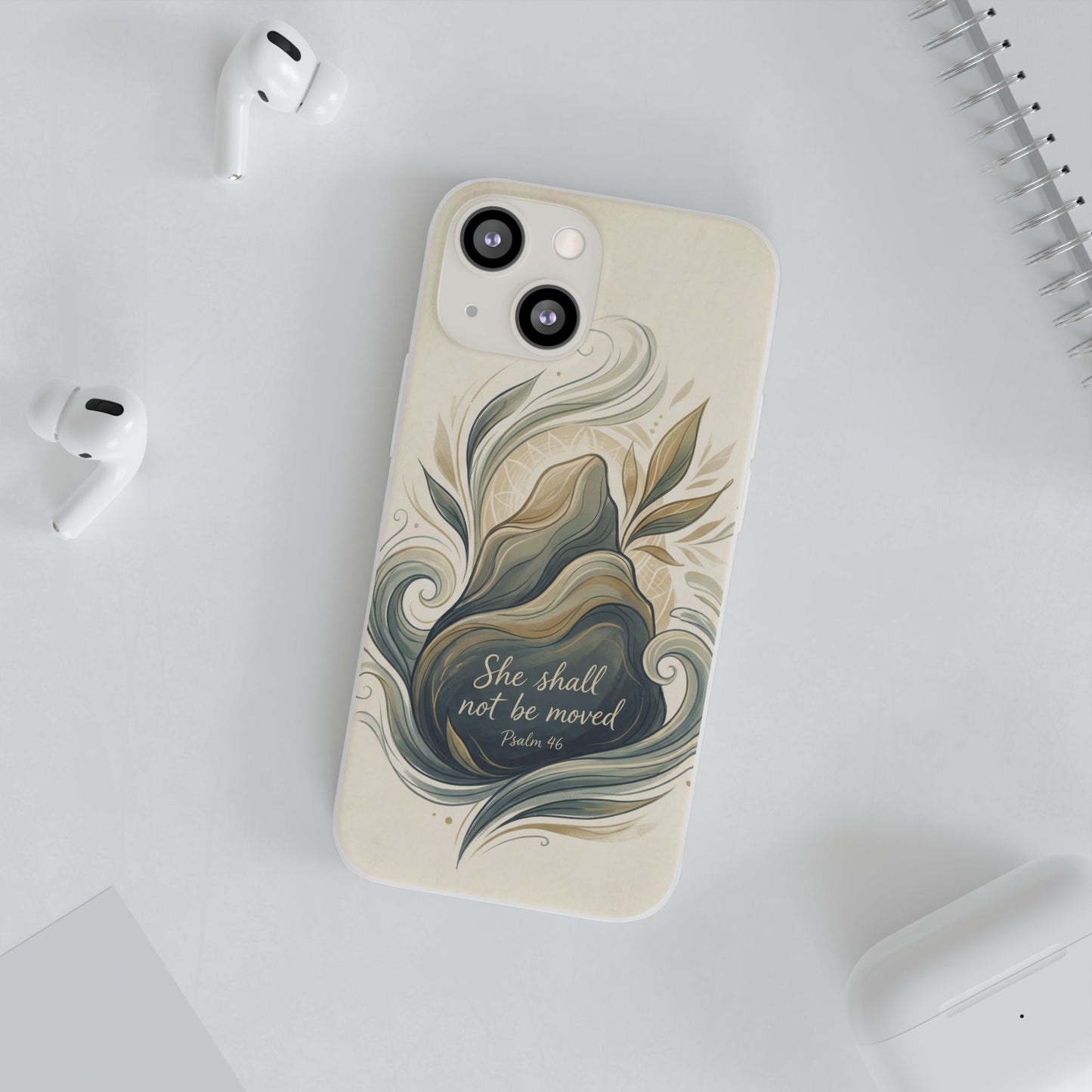 Phone Case - "She shall not be moved" Inspirational Floral Mountain Flexi Case