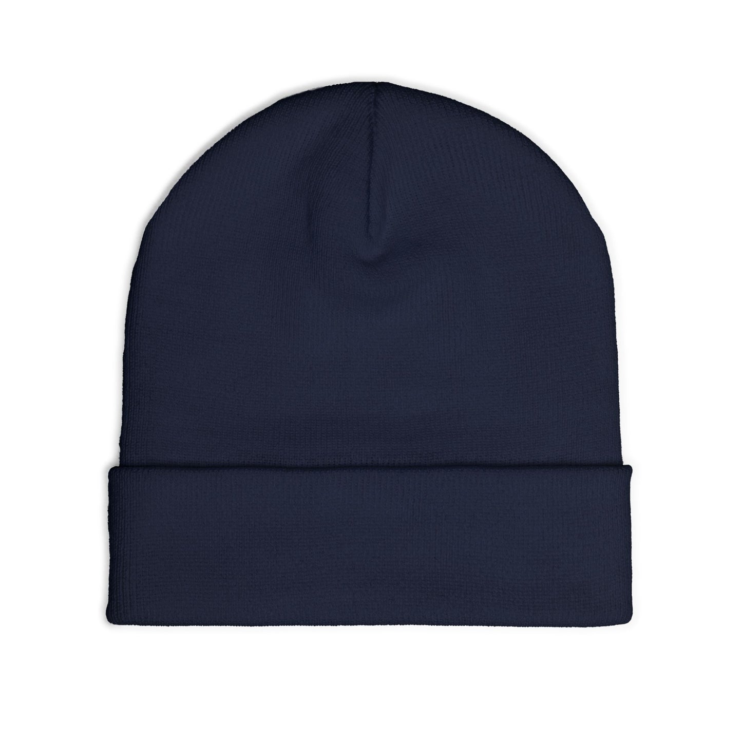 Embroidered Cross Knit Beanie — Cozy Minimalist Winter Hat