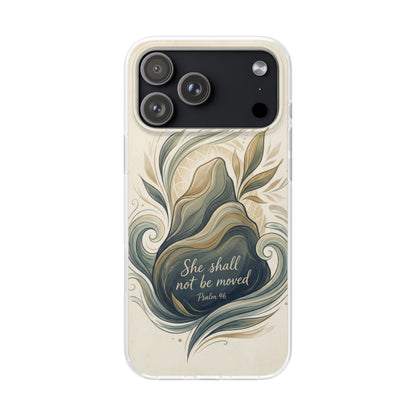 Phone Case - "She shall not be moved" Inspirational Floral Mountain Flexi Case