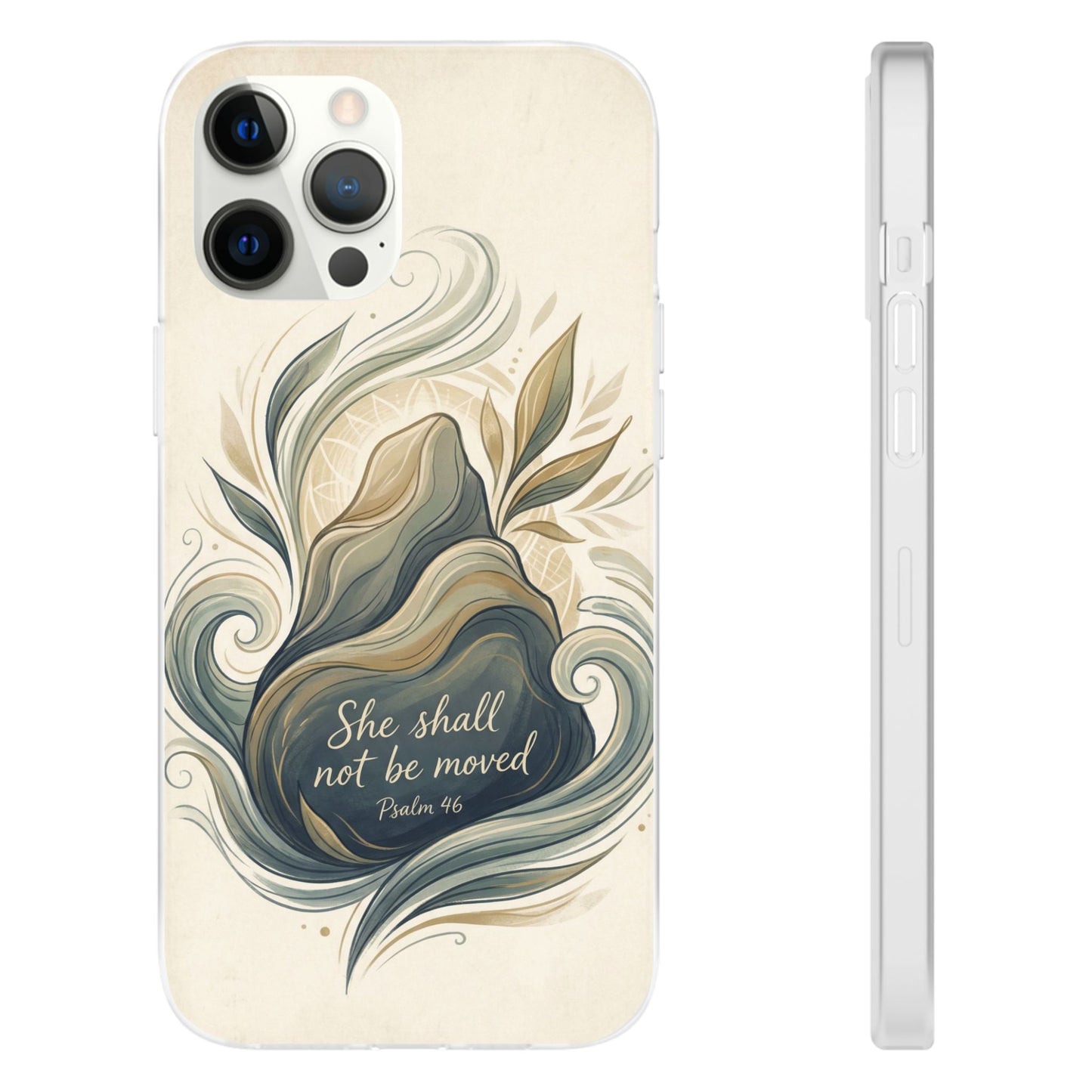 Phone Case - "She shall not be moved" Inspirational Floral Mountain Flexi Case