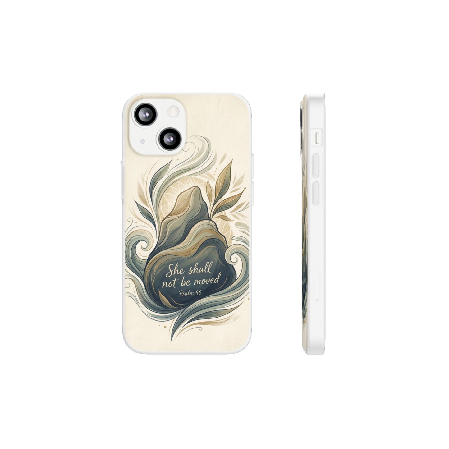 Phone Case - "She shall not be moved" Inspirational Floral Mountain Flexi Case