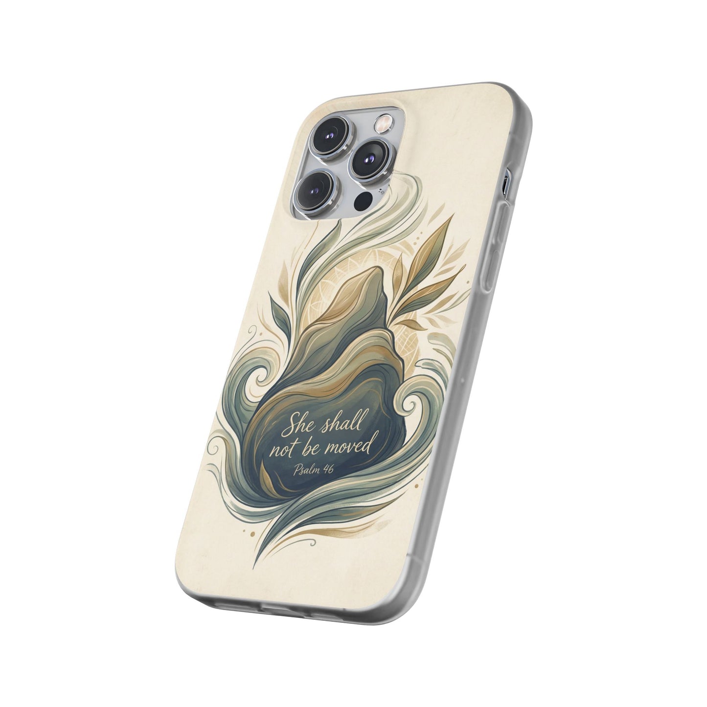 Phone Case - "She shall not be moved" Inspirational Floral Mountain Flexi Case