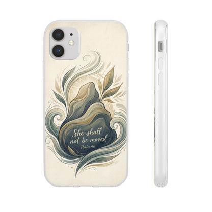 Phone Case - "She shall not be moved" Inspirational Floral Mountain Flexi Case